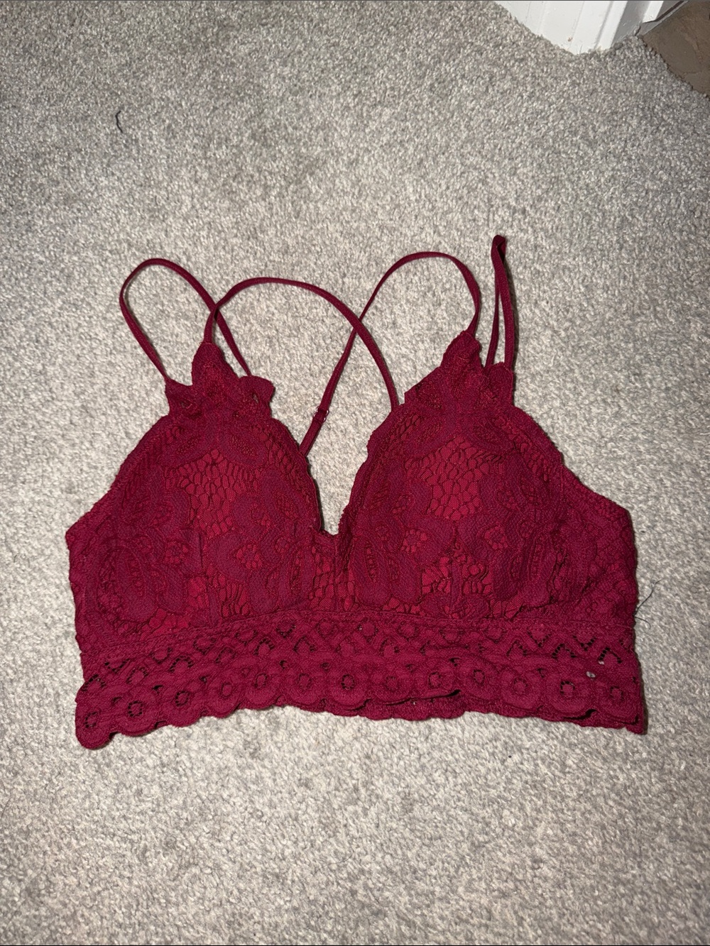 Pink Lily Lace Bralette in Deep Wine Red